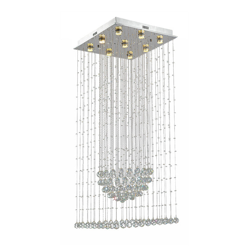 Teardrop Flush Mount Contemporary Crystal 9 Heads Nickel Close to Ceiling Lighting