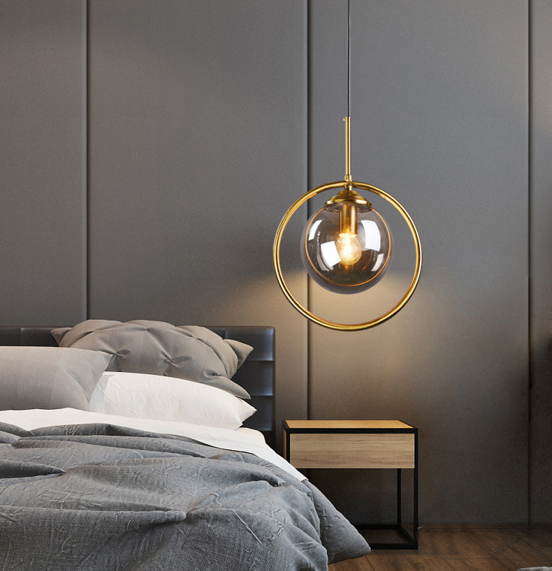 Lampada a sospensione in vetro Globe Stile contemporaneo Afferma del soffitto per camera da letto