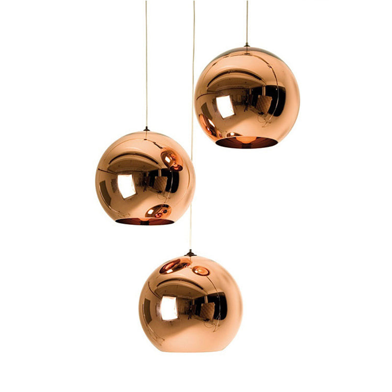 1-Light Globe Hanging Light avec bronze électroplate de miroir en verre nulle