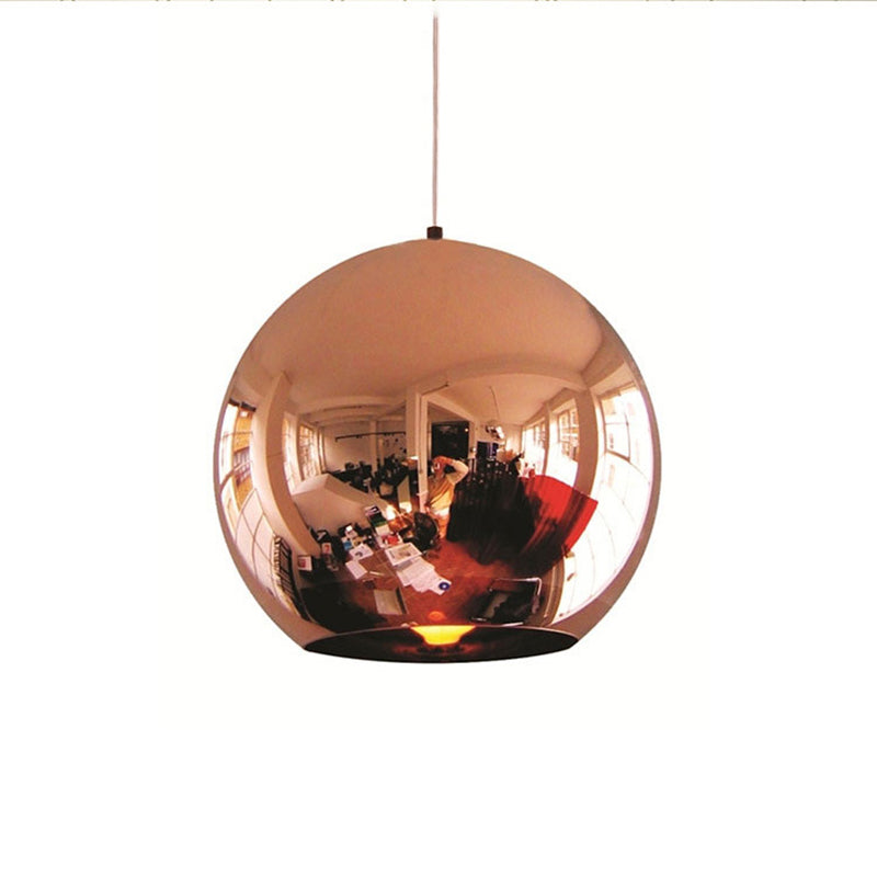 1-Light Globe Hanging Light avec bronze électroplate de miroir en verre nulle