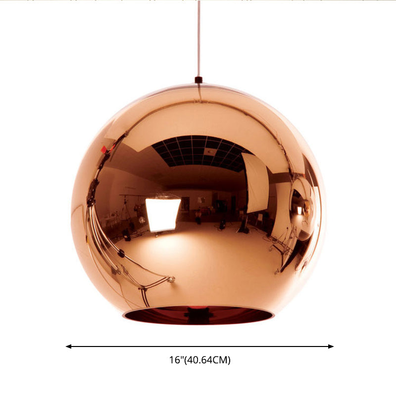 1-Light Globe Hanging Light avec bronze électroplate de miroir en verre nulle