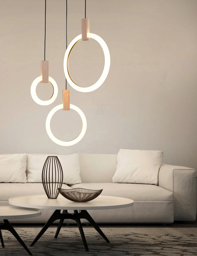 Acrylic Circle Pendant Ceiling Light Minimalist Style LED Wood Ceiling Pendant Light