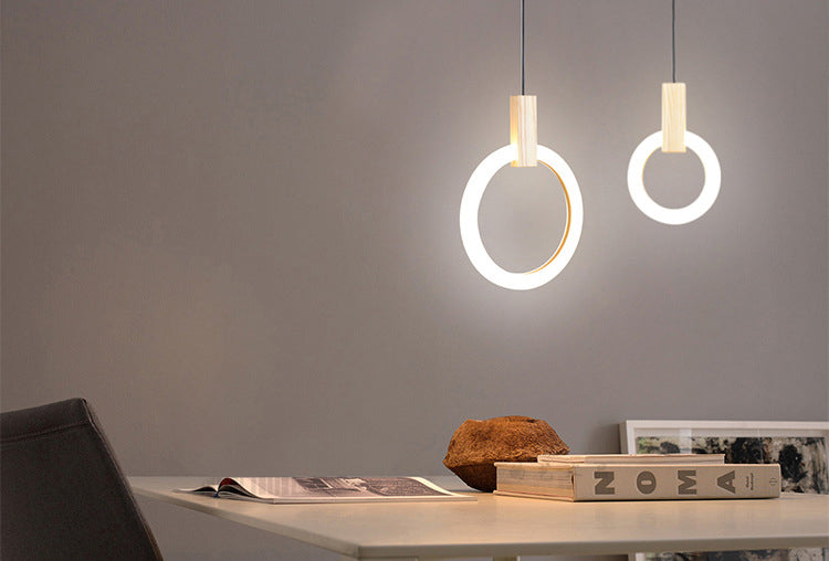 Acrylic Circle Pendant Ceiling Light Minimalist Style LED Wood Ceiling Pendant Light