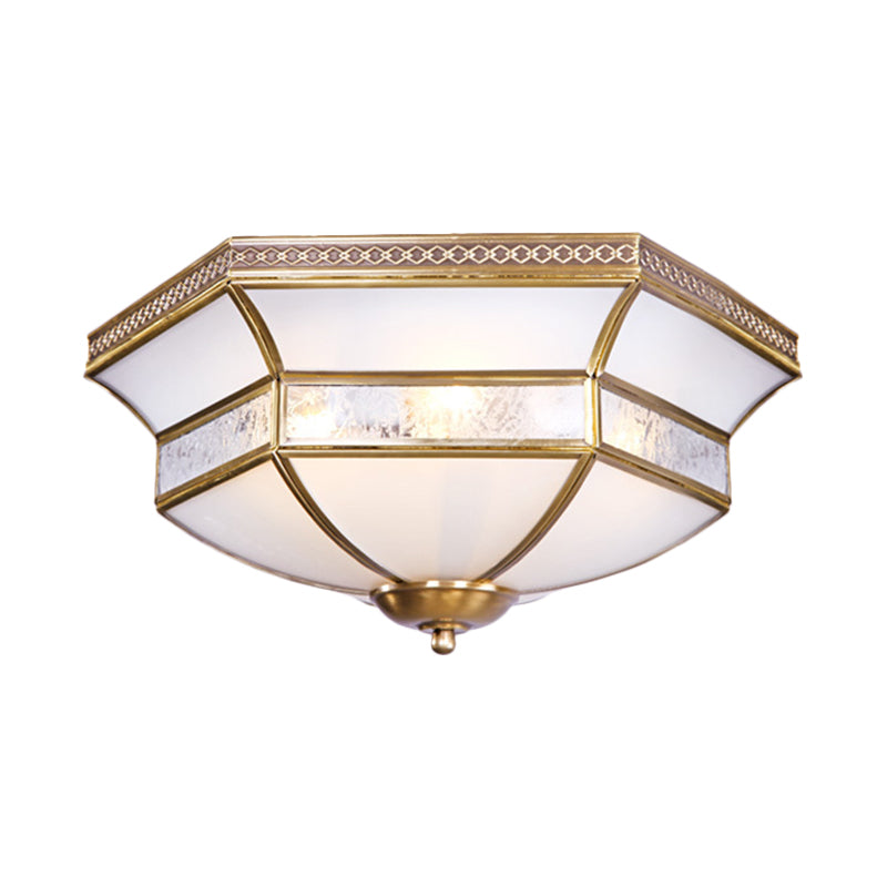 Brass Scalloped Ceiling Mounted Light White Glass 3/4 Heads Living Room Flush Mount Lamp