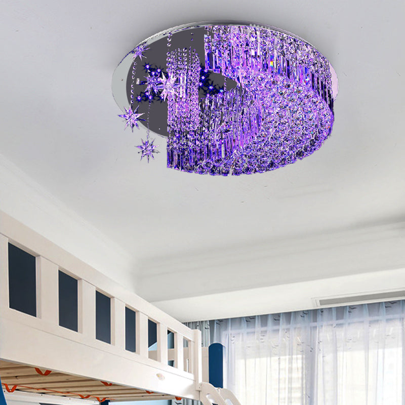 Moon Flush Light Modern Crystal 5.4.2011 Bulbi Stainless - Steel Close to Massimale Lamp, 16 "/19.5" /31.5 " Wide