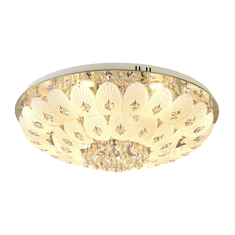 Domed Flush Mount Contemporary Crystal 7/13 Heads 23.5"/31.5" Wide White Ceiling Light Fixture