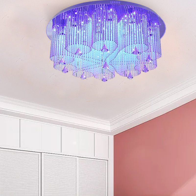 Flower flushmount Modern Crystal 4 / 8 / 15 têtes fixations de plafond en acier inoxydable