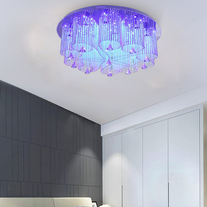 Flower flushmount Modern Crystal 4 / 8 / 15 têtes fixations de plafond en acier inoxydable