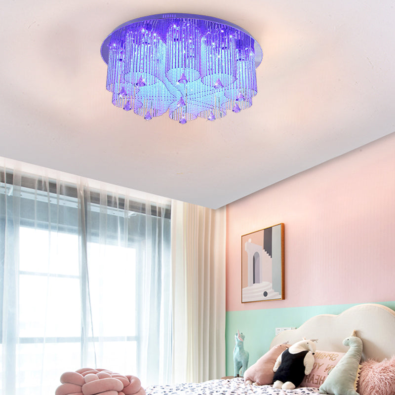 Flower flushmount Modern Crystal 4 / 8 / 15 têtes fixations de plafond en acier inoxydable