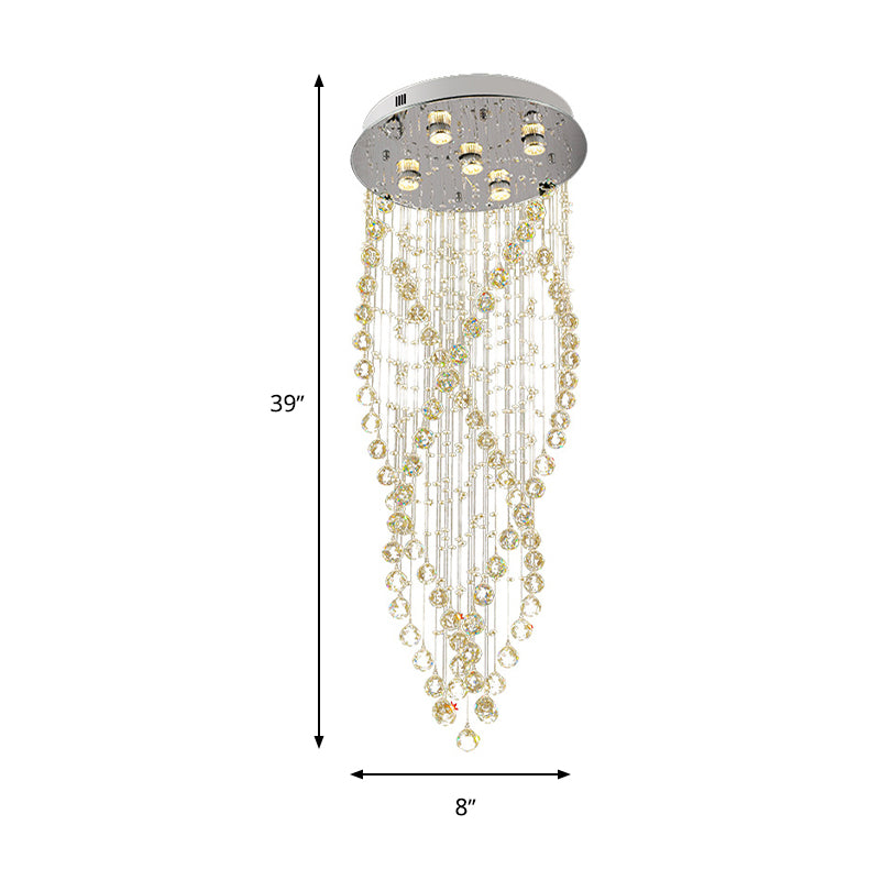 Lámpara empotrada en espiral de 5 bombillas, iluminación moderna de cristal cerca del techo en níquel para sala de estar