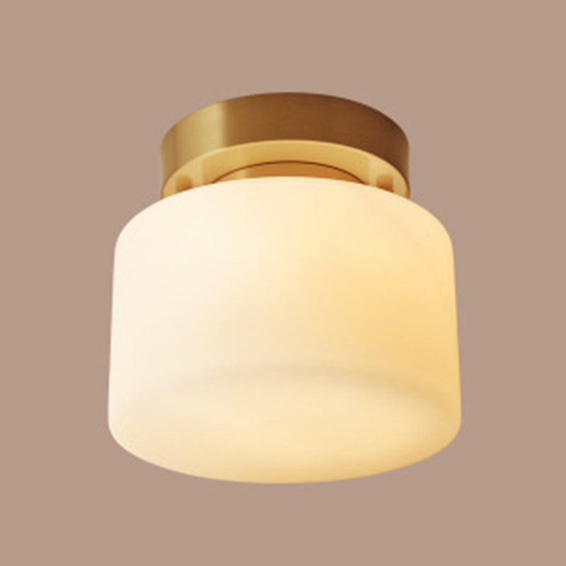 1 luce cilindrica in vetro cilindrico semifulto illuminazione moderno minimalismo oro soffitto per corridoio