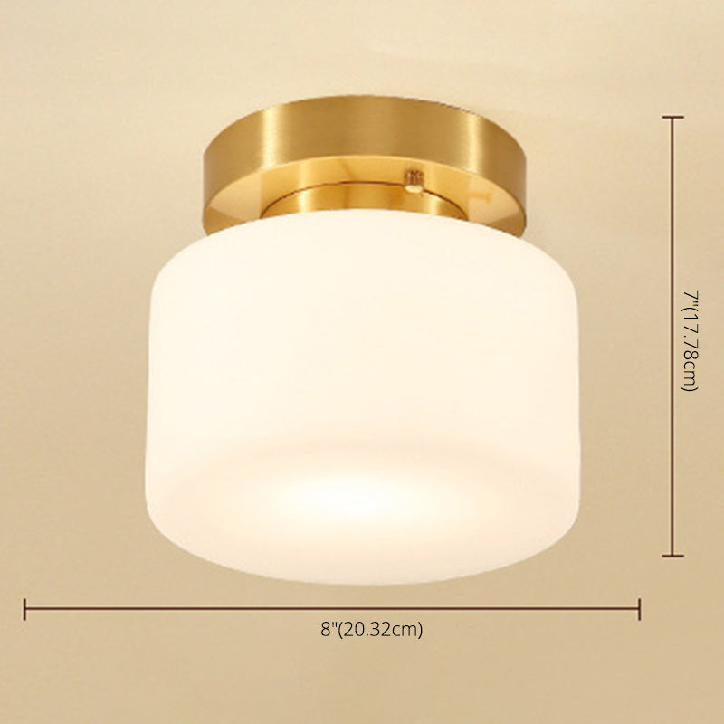 1 luce cilindrica in vetro cilindrico semifulto illuminazione moderno minimalismo oro soffitto per corridoio