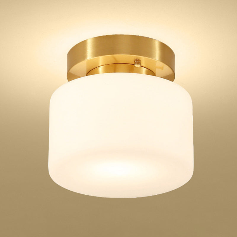 1 luce cilindrica in vetro cilindrico semifulto illuminazione moderno minimalismo oro soffitto per corridoio