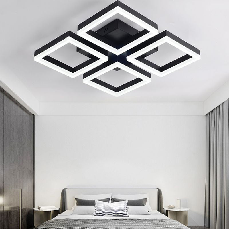 Lampada a soffitto quadrata per finitura nera Stile Stile in metallo LED SEMI FLUSH MONTURA