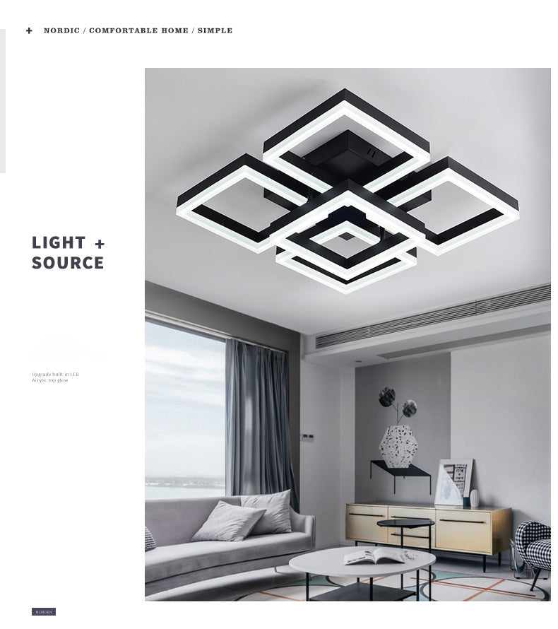 Lampada a soffitto quadrata per finitura nera Stile Stile in metallo LED SEMI FLUSH MONTURA