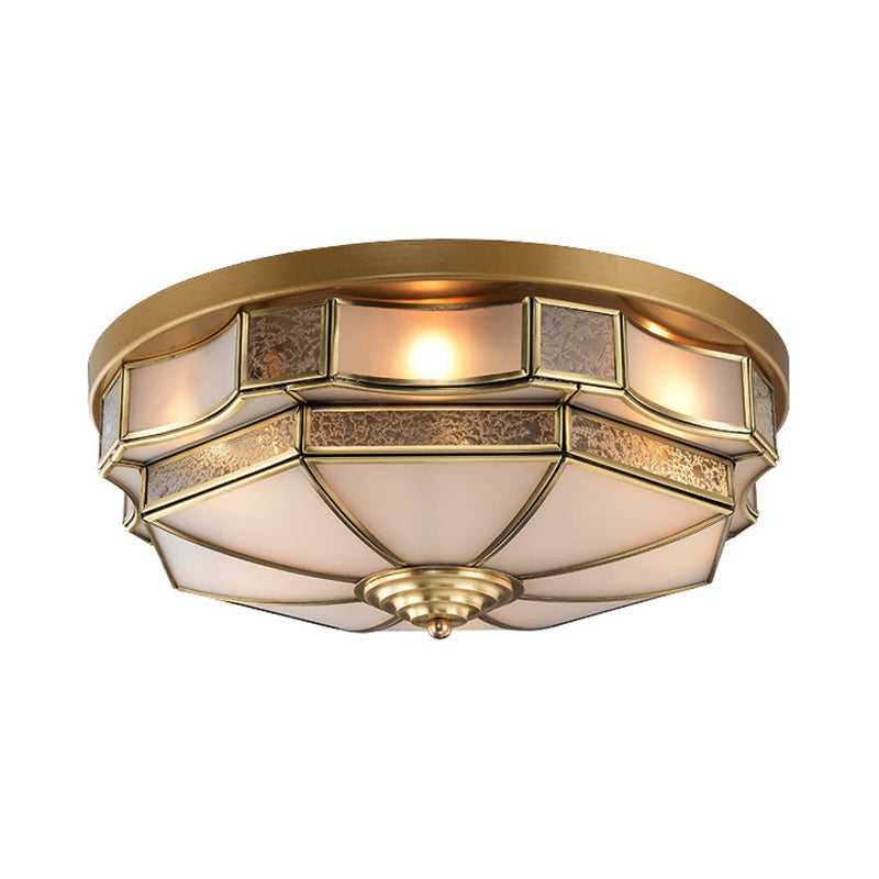 Curved Frosted Glass Brass Ceiling Flush Scallop 3/5 Heads Colonialist Flush Mount Lamp for Bedroom