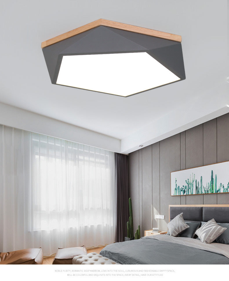 Bedroom LED Flush Ceiling Light Macaron Flush Mount with Pentagon Acrylic Shade