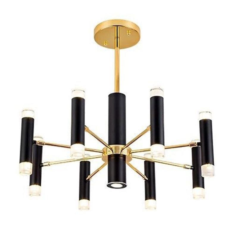 Modern Metal Radial Hanging Chandelier Light Tube Shade Suspension Light in Black