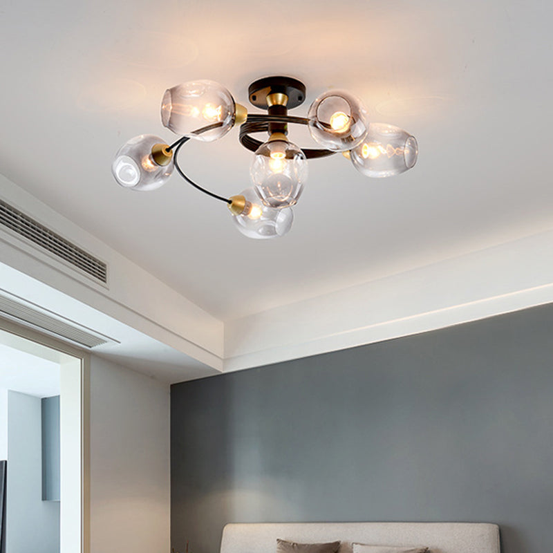 Minimalist Cup Ceiling Light Nordic Glass Shade Ceiling Mounted Fixture for Living Room