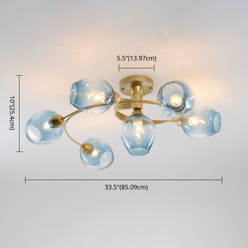 Copa minimalista Luz de techo Nórdica Sombra de vidrio Techo Montado para sala de estar para sala de estar