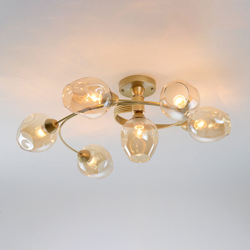 Minimalist Cup Ceiling Light Nordic Glass Shade Ceiling Mounted Fixture for Living Room