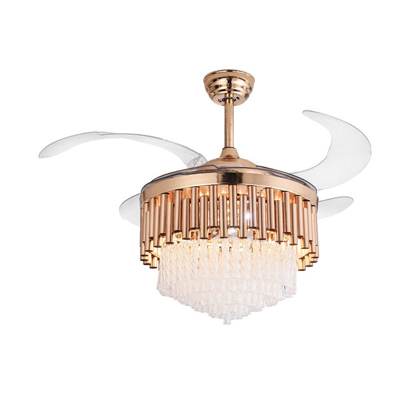 Pipe de plafonnier Ventoir de cristal moderne Crystal LED Flush Light avec télécommande / Conversion de fréquence pour le salon