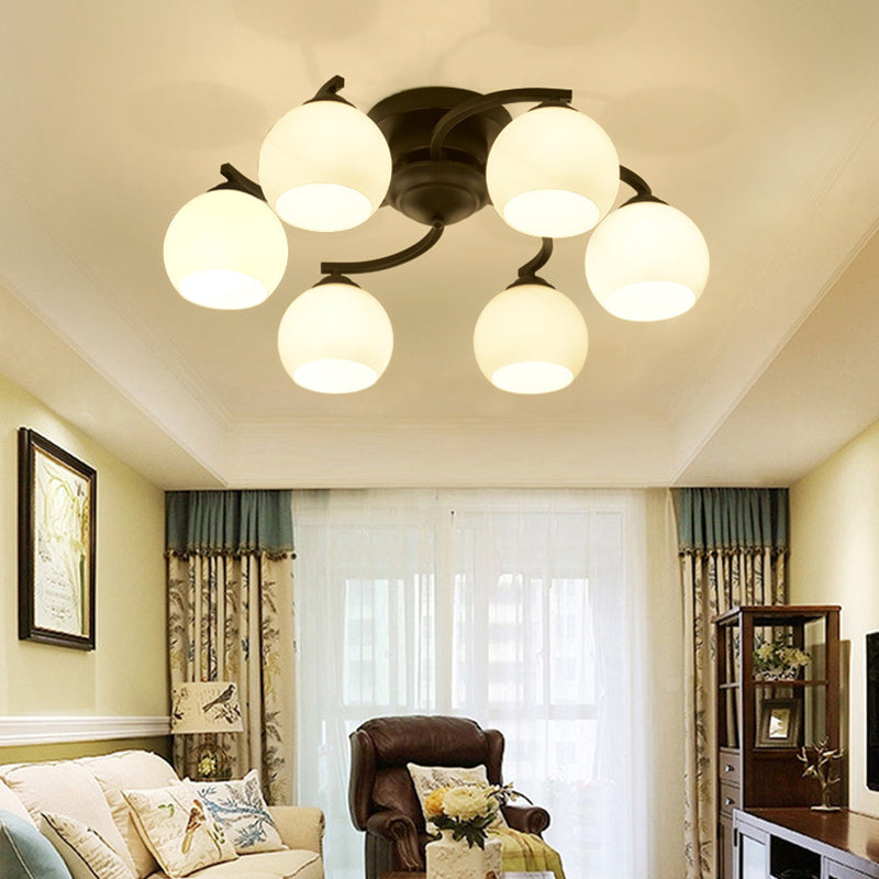 Upscale American Style Flush Mount Ceiling Light Fixture White Glass Ceiling Light for Home