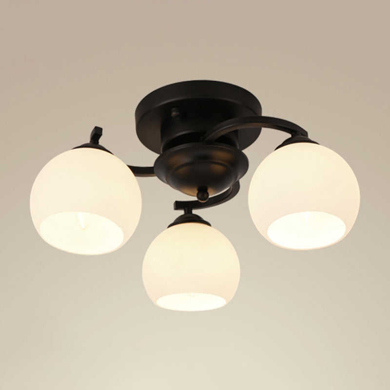 Upscale American Style Flush Mount Ceiling Light Fixture White Glass Ceiling Light for Home