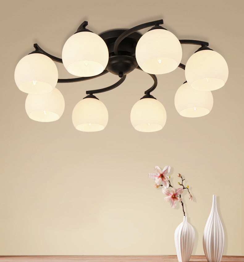 Upscale American Style Flush Mount Ceiling Light Fixture White Glass Ceiling Light for Home