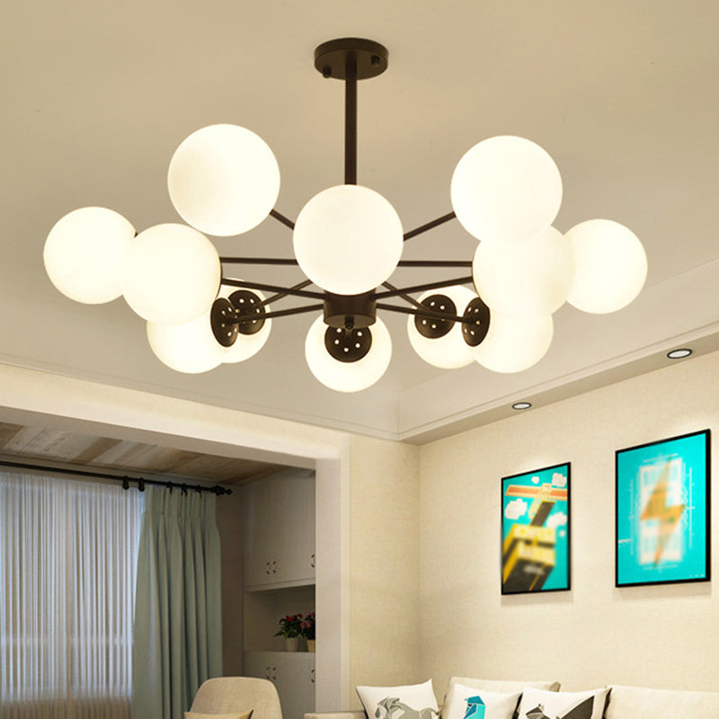 Living Room Chandelier Light Fixture Modern Black Chandelier Lighting with Ball Glass Shade