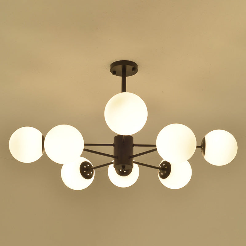 Living Room Chandelier Light Fixture Modern Black Chandelier Lighting with Ball Glass Shade