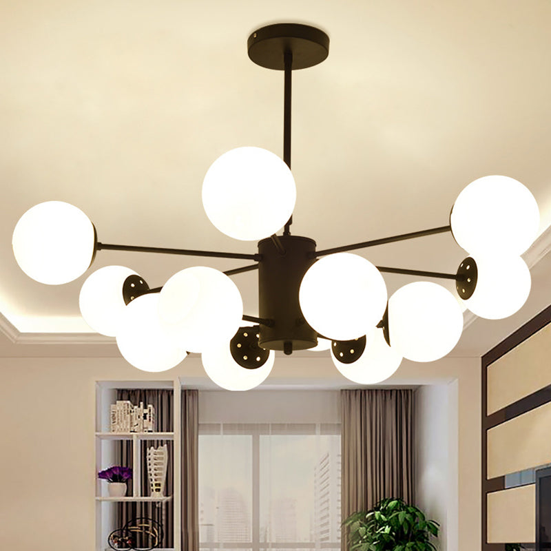 Living Room Chandelier Light Fixture Modern Black Chandelier Lighting with Ball Glass Shade