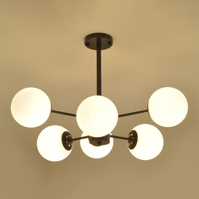 Living Room Chandelier Light Fixture Modern Black Chandelier Lighting with Ball Glass Shade