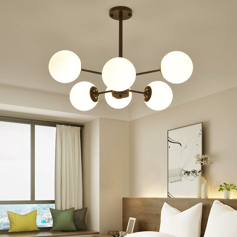 Living Room Chandelier Light Fixture Modern Black Chandelier Lighting with Ball Glass Shade