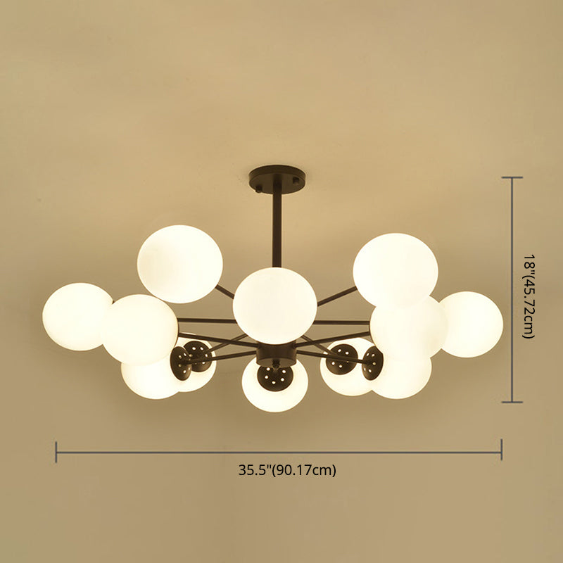 Living Room Chandelier Light Fixture Modern Black Chandelier Lighting with Ball Glass Shade