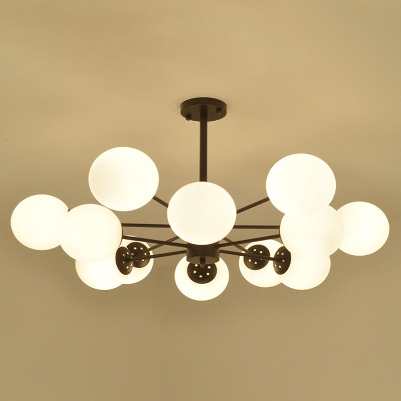 Living Room Chandelier Light Fixture Modern Black Chandelier Lighting with Ball Glass Shade