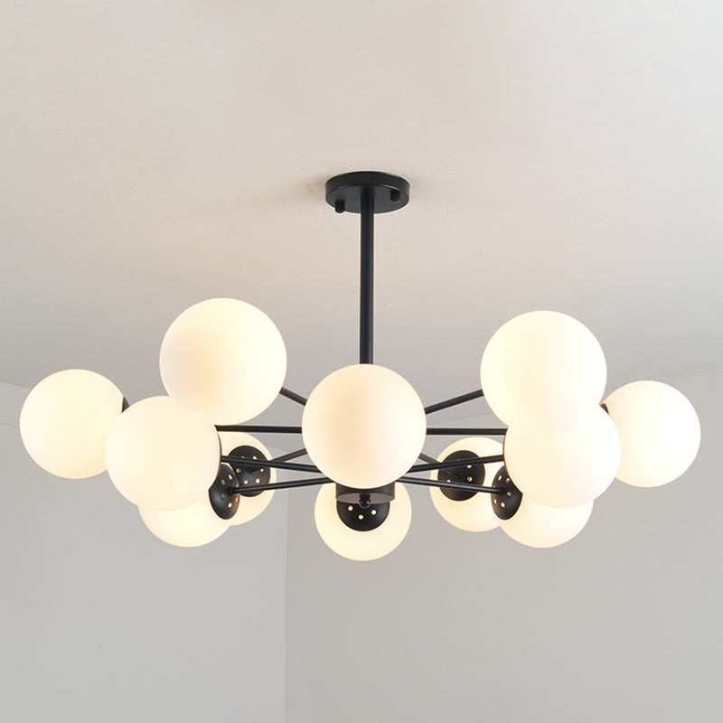 Living Room Chandelier Light Fixture Modern Black Chandelier Lighting with Ball Glass Shade