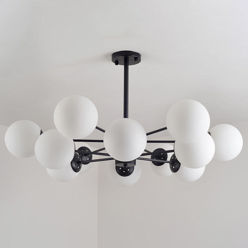 Living Room Chandelier Light Fixture Modern Black Chandelier Lighting with Ball Glass Shade