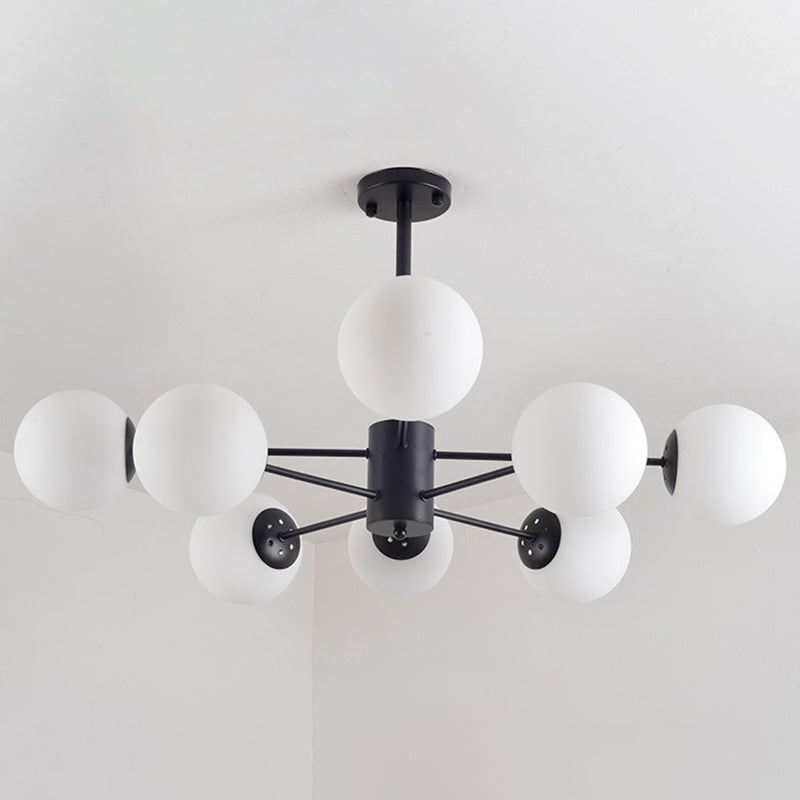 Living Room Chandelier Light Fixture Modern Black Chandelier Lighting with Ball Glass Shade