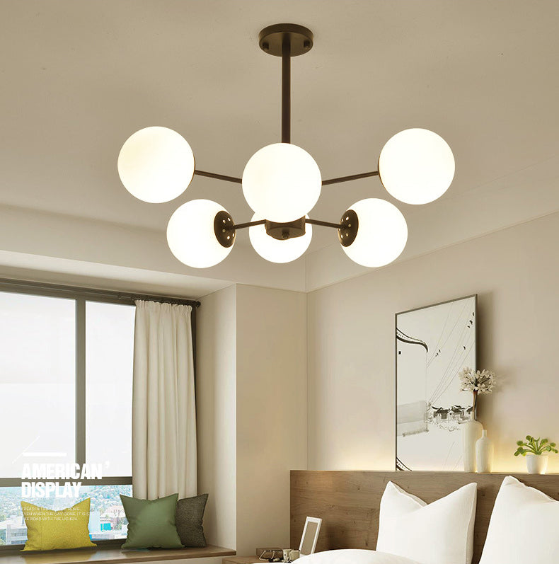 Living Room Chandelier Light Fixture Modern Black Chandelier Lighting with Ball Glass Shade