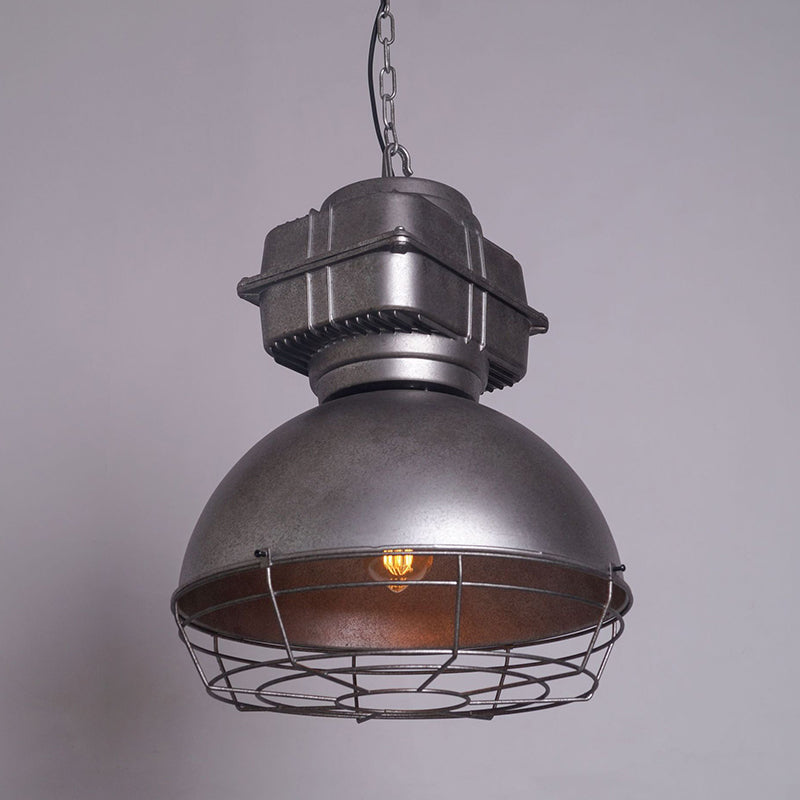 Retro Mining Light Shaped Metal Lighting Fixture 16" Wide Industrial Style Single Bulb Suspension Lamp with Adjustable Hanging Chain