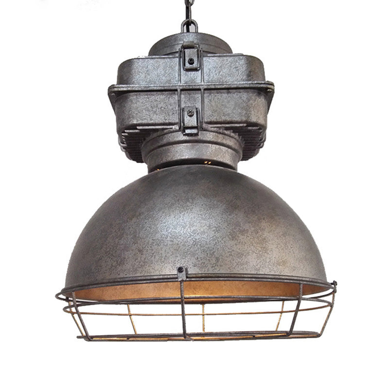 Luce di illuminazione in metallo a forma di luce mineraria retrò da 16 "Lampada sospensione a lampadina singola in stile industriale con catena di sospensione regolabile