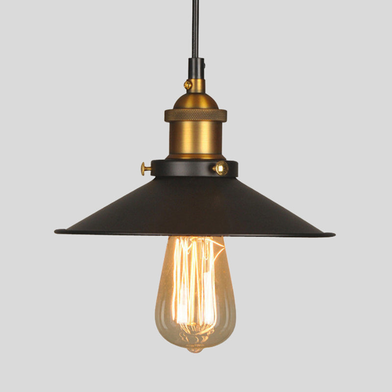 Metalen kegelvormige hangende lamp armatuur vintage stijl woonkamer hanglampje lichtkit