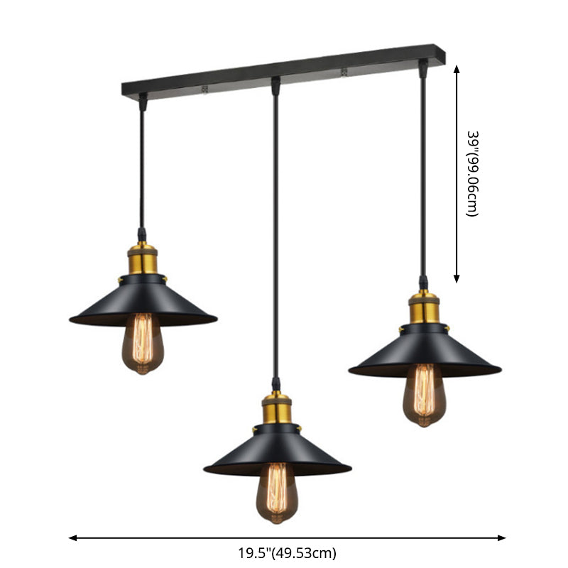 Côté en forme de cône en métal Hanging Lightture Vintage Style Living Room Pendant Light Kit