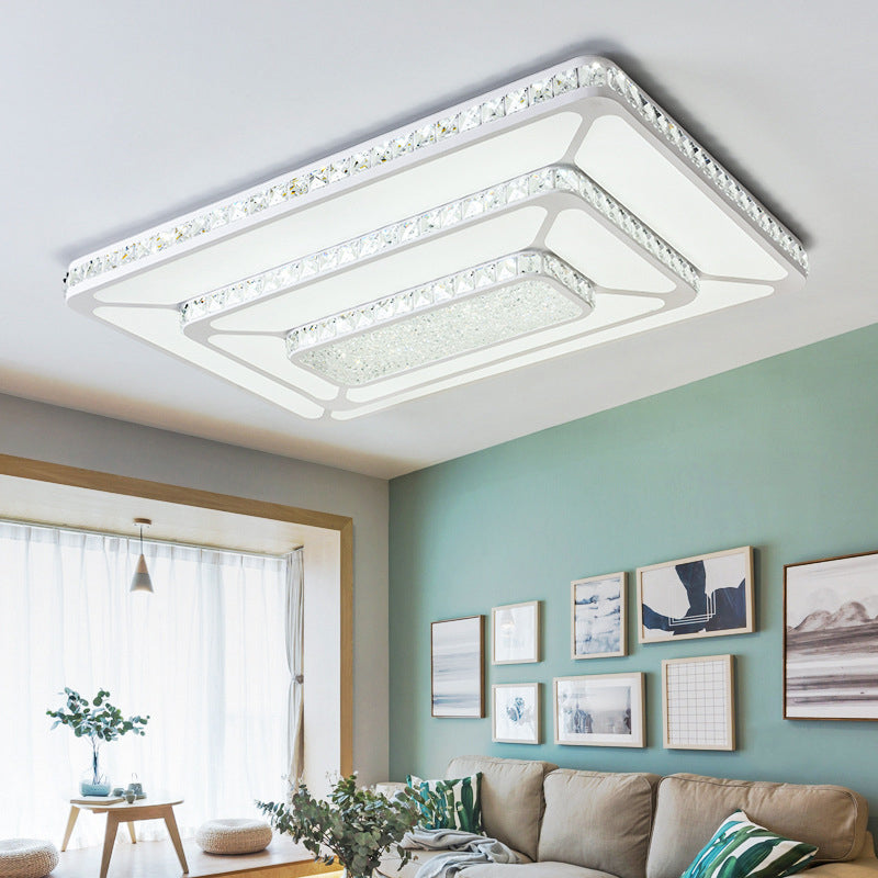 Illuminazione da soffitto a LED in cristallo modernista da incasso rettangolare bianco con diffusore in acrilico