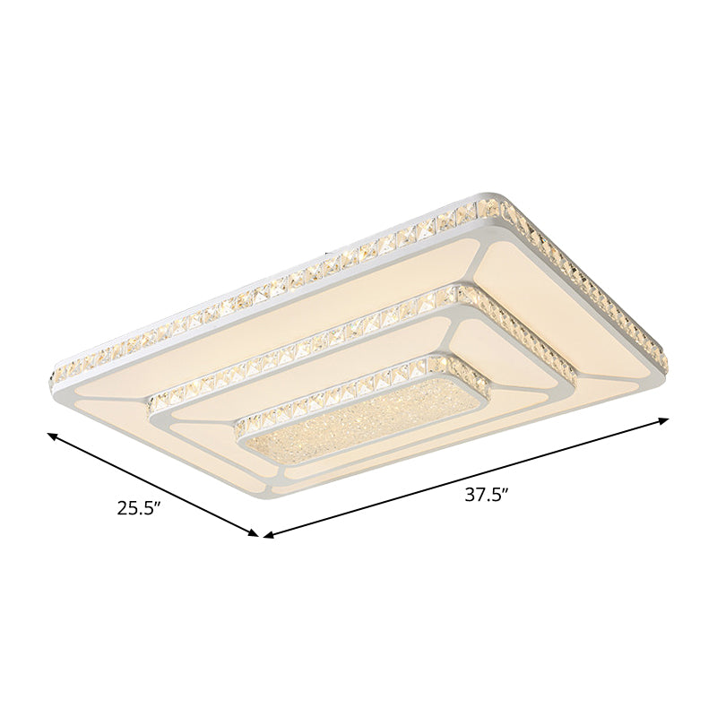 Weiße Rechteck Flushmount Modernismus Kristall LED Deckenbeleuchtung mit Acryldiffusor