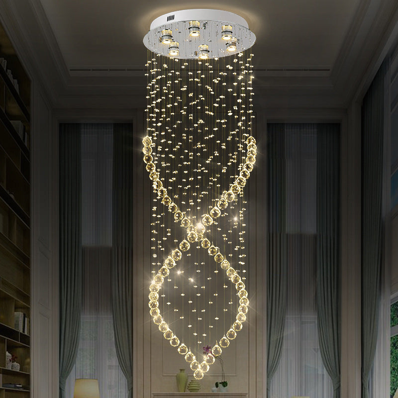 Spiral Crystal Flushmount Lighting Modern Style 6 Lights Nickel Flush Ceiling Light for Corridor