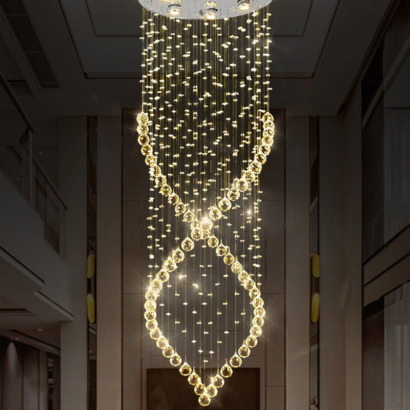 Spiral Crystal Flushmount Lighting Modern Style 6 Lights Nickel Flush Ceiling Light for Corridor