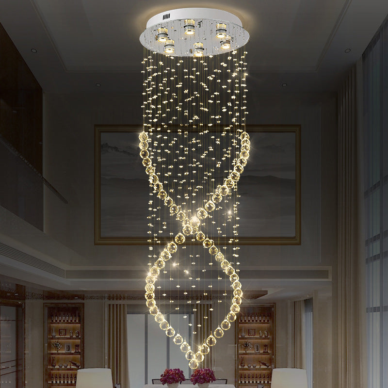 Spiral Crystal Flushmount Lighting Modern Style 6 Lights Nickel Flush Ceiling Light for Corridor