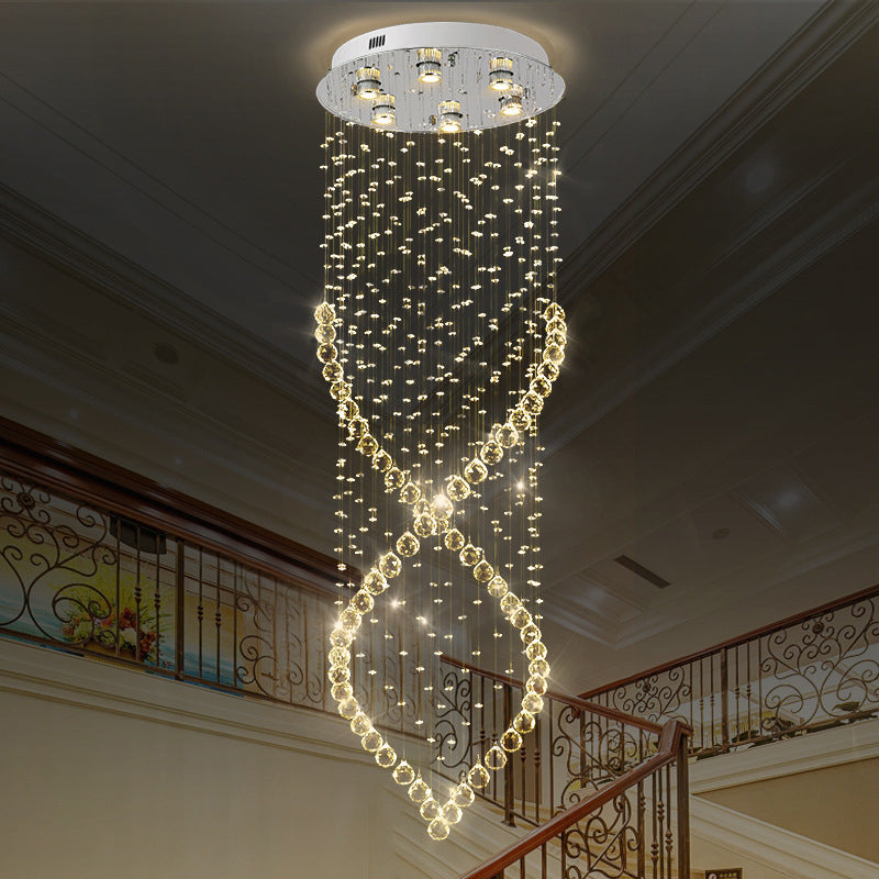 Spiral Crystal Flushmount Lighting Modern Style 6 Lumières Nickel Flush Ceiling Light for Corridor